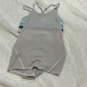 ivivva white tank top with attached ocean sports bra. 2 in 1